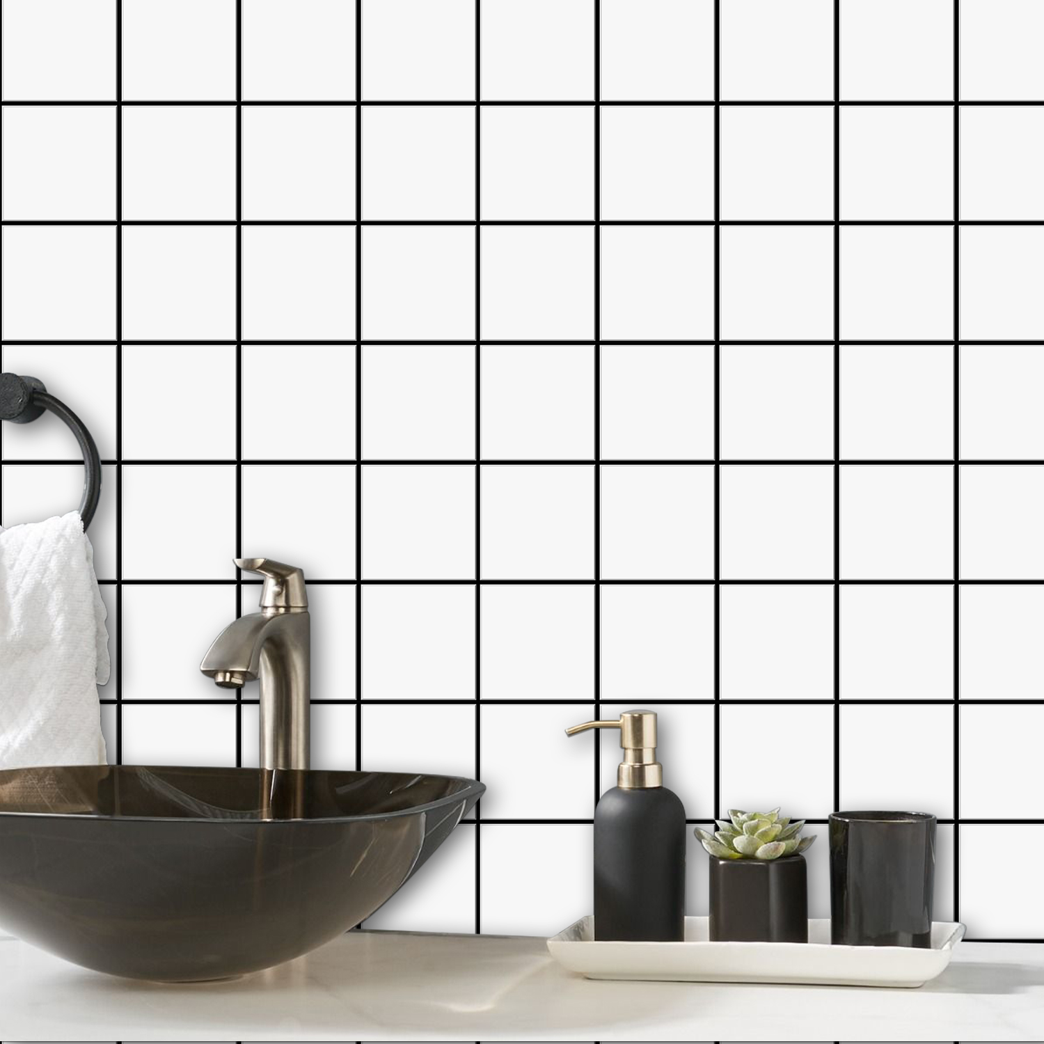 Kitchen Gadgets Cabinet - 10pcs Premium Square Wall Tile Sticker