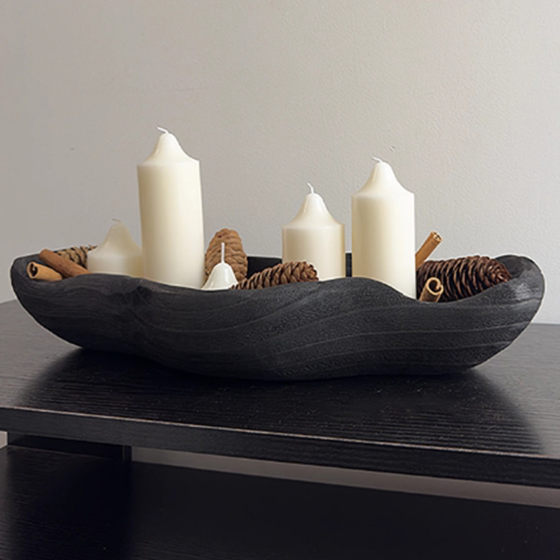 Kitchen Gadgets Storage Ideas - Wood Black Storage Tray Desktop Decorative